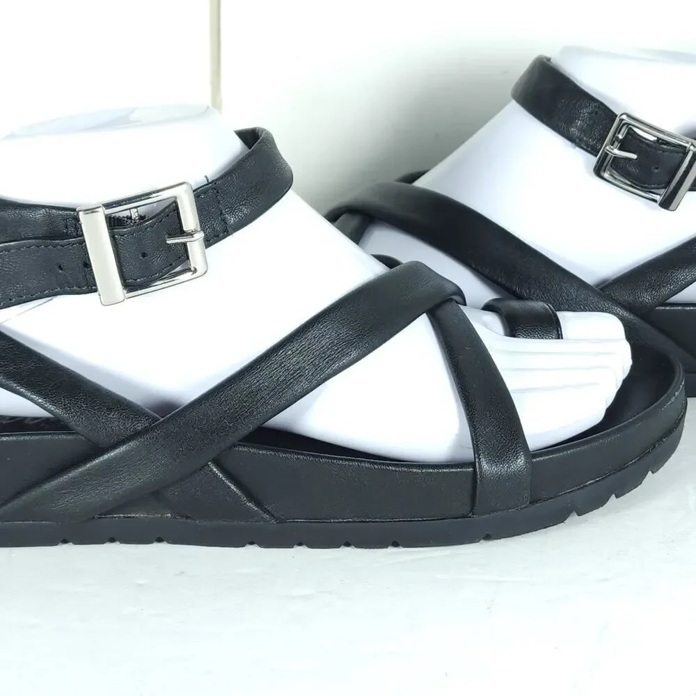 Matisse Women's Hartley US 9M Black Leather Toe Loop Strappy Sandals Shoes